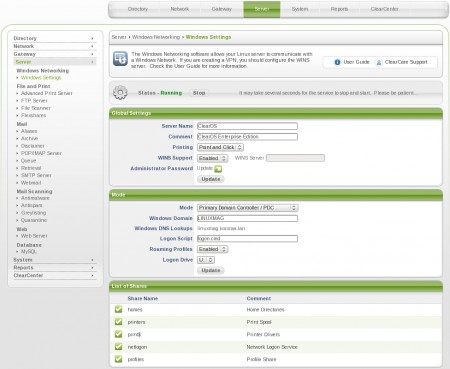Definições do Servidor